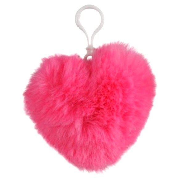 Accessories - *3/$15* Hot Pink Furry Pom Pom Heart Clip